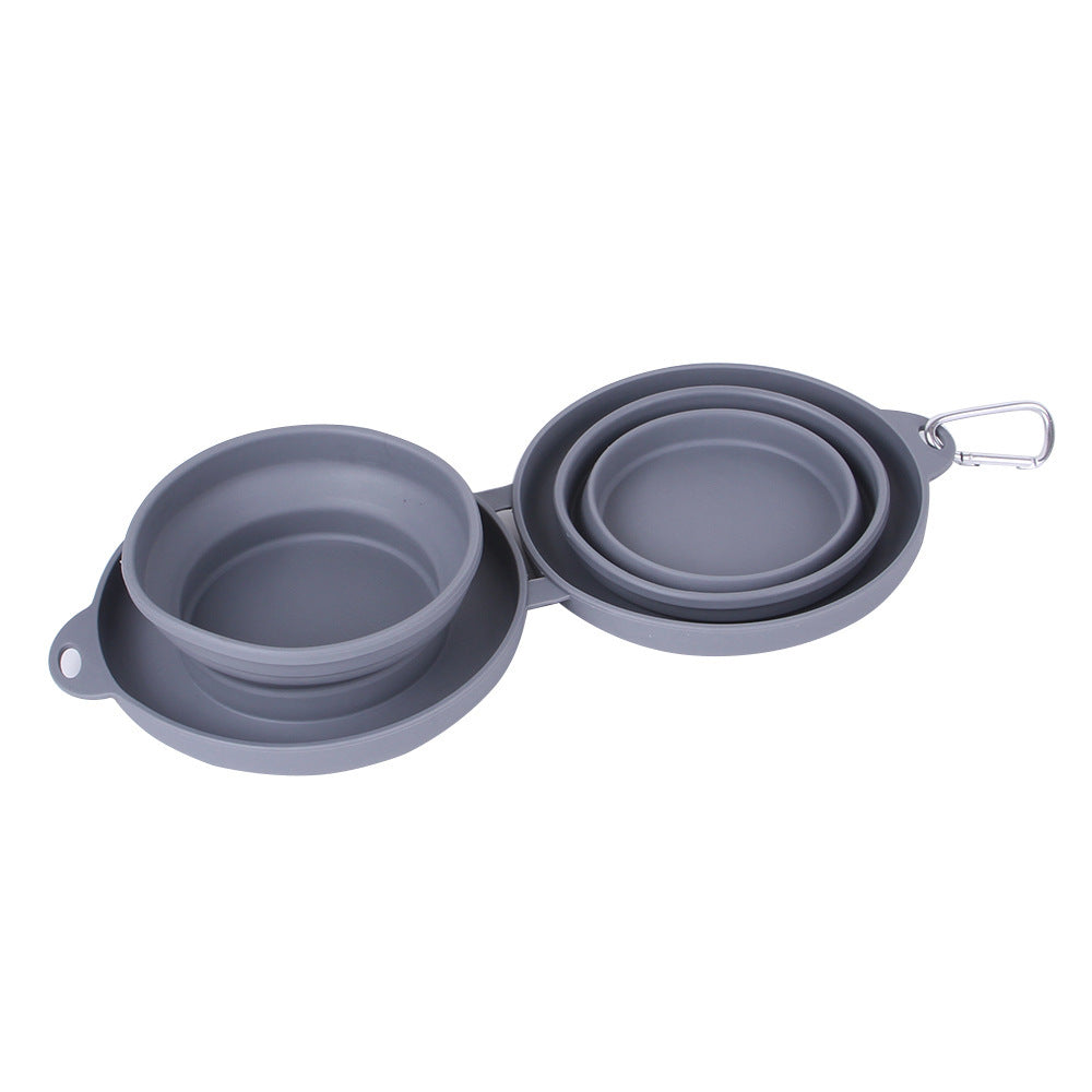 Eco-Friendly Silicon Collapsible Double Pet Feeding Bowl