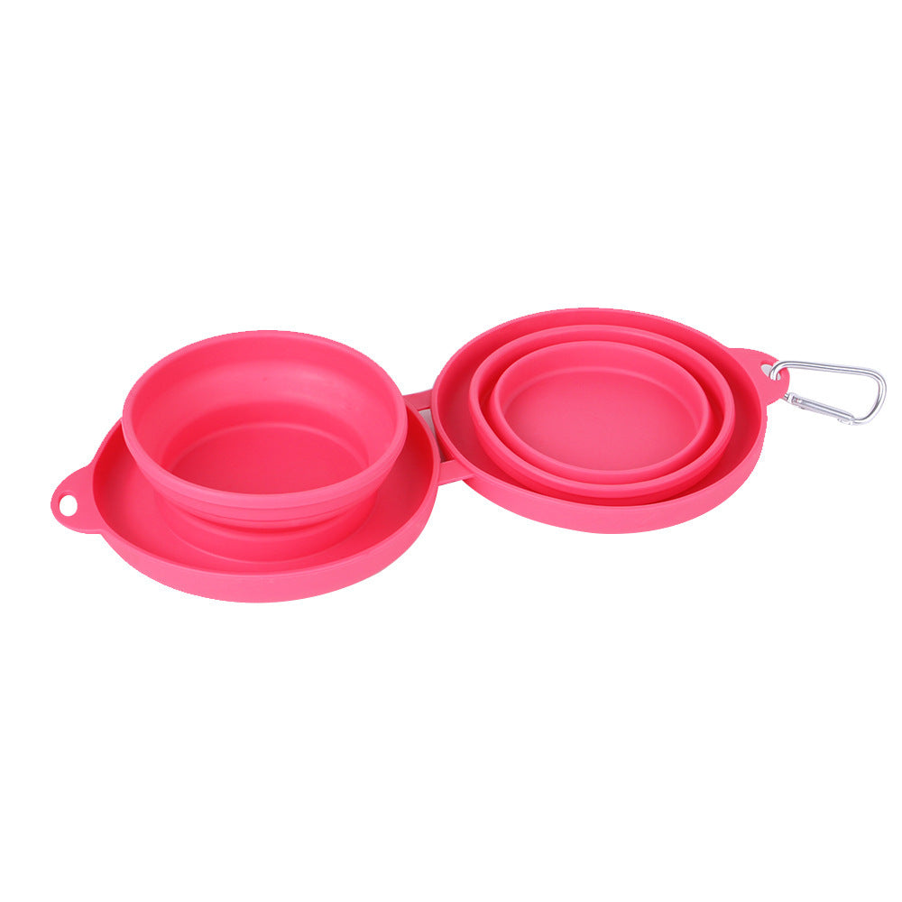 Eco-Friendly Silicon Collapsible Double Pet Feeding Bowl